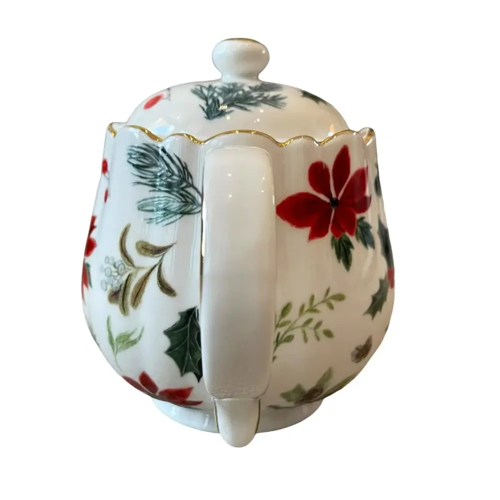 Grace Teaware Poinsettia Porcelain Teapot New Release 2024 Christmas Holiday
